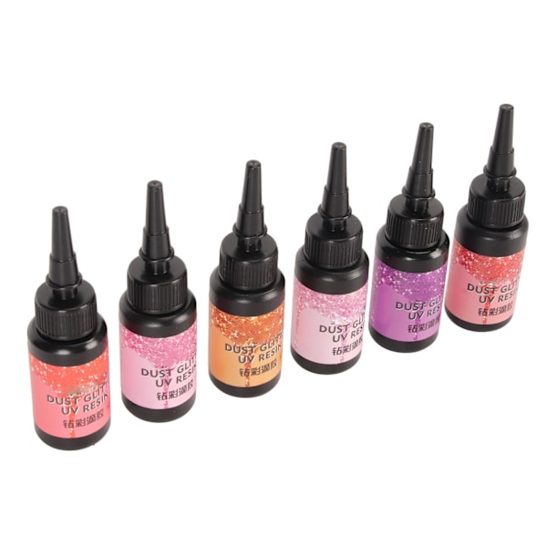 6 kpl Värillistä UV-hartsia, 10 ml per kynän muotoinen nopeasti kovettuva alumiinifolio-sinetöinti UV-liima DIY-korukäsitöihin, punainen sarja
