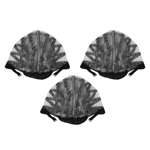 3-pack elastiskt peruknät slitstarkt svart nylon andningsbart töjbart löshårsskydd för cosplay-smink