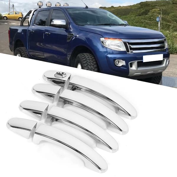 8 stk. Kromdæksler til yderdørgreb til Ford Ranger T6 2012‑2016