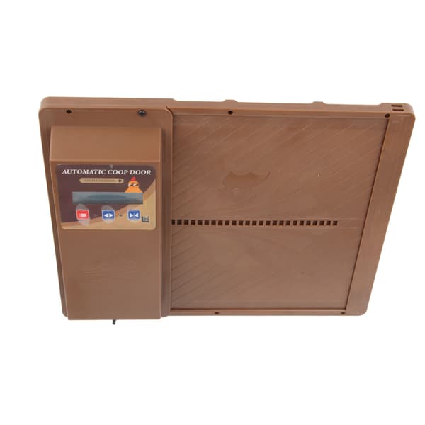 Solar Powered Automatic Chicken Coop Door USB Horizontal Open 3 in 1 Automatic Chicken Coop Door Opener with Timer Light Sensor Remote Control Brown