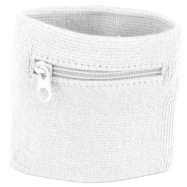 Unisex Armbånd Myntnøgler Opbevaring Lynlås Lomme Sport Håndleds Pung Gym Løbetur (Hvid)