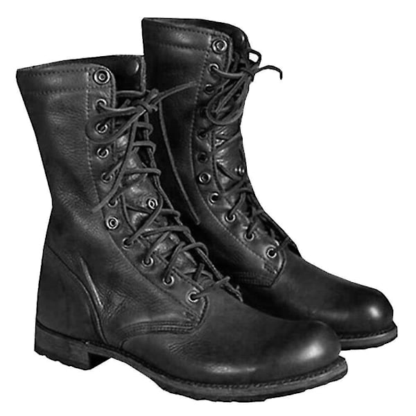 Retro Punk Motorsykkel Lace-Up Ankel Combat Boots for Menn