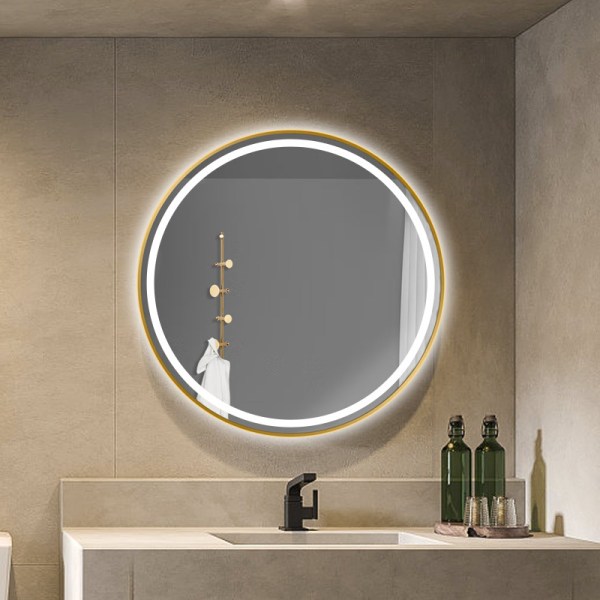 24" LED-opplyst rundt speil Veggmontert sirkelbelyst sminkespeil