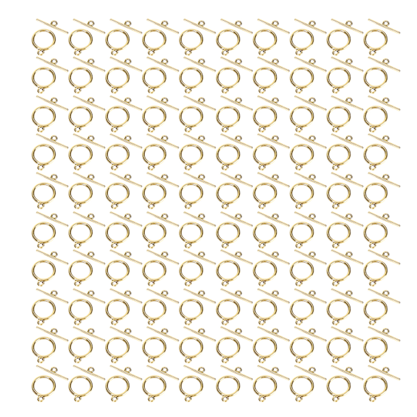 100 Set Toggle Lås Legering 2mm OT Spänne DIY Smyckestillverkning Tillbehör för Halsband Armband Gyllene