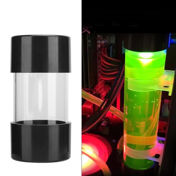 Cylindrisk datorvattenkylvattentank 100MM med transparent design