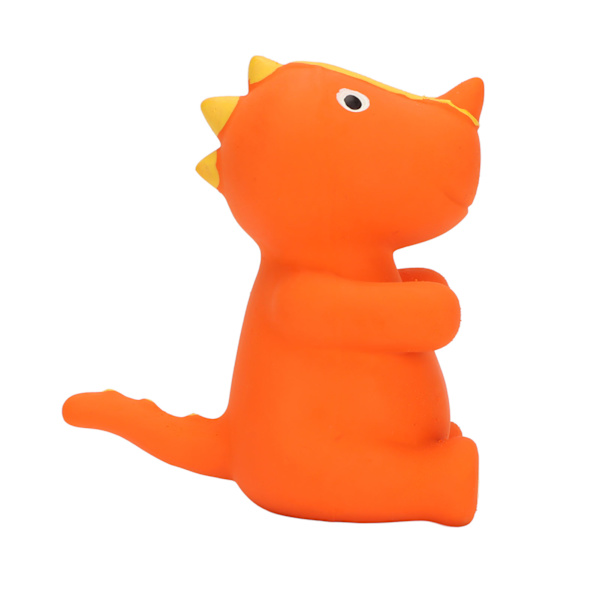 Latex Pipande Dinosaurie Hundleksak Söt tecknad Smaklig Bettålig Lindra ångest Interaktiv Piperande Djur Hundleksak Orange Ceratopsian