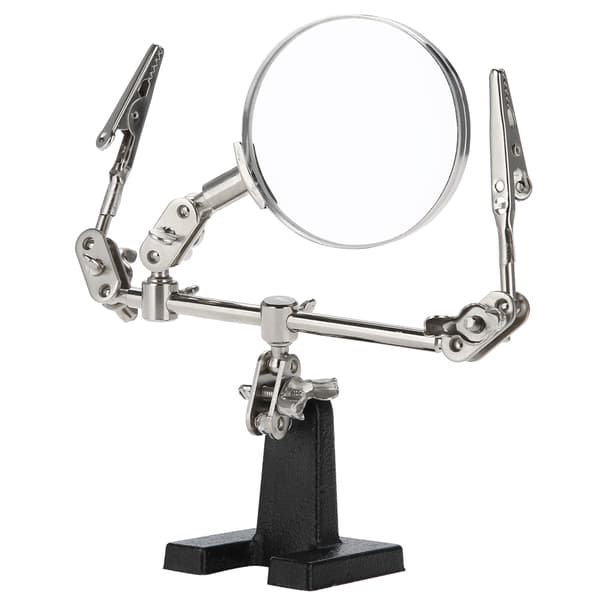 Third Hand Tool 5X Magnifying Glass Jewelry Accessory Magnifier with 2 Clips