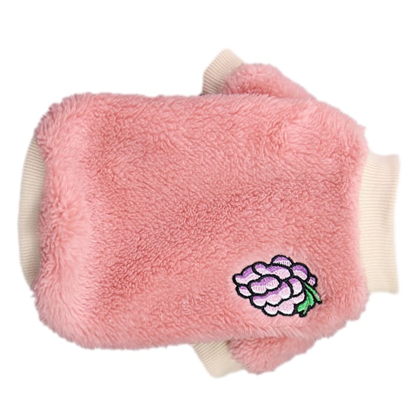 Plysch för valp Kläder Varma Bekväm Hudvänlig Elastisk Rund Hals 2 Ben Hund Plysch Kläder för Husdjursmaterial Rosa Grape M