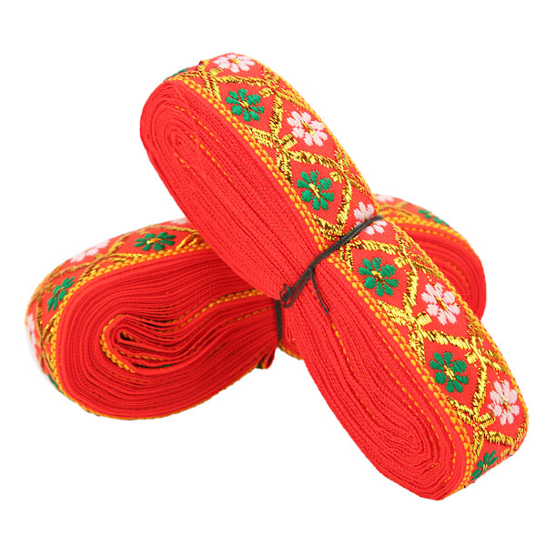 2 st Broderad Spets Lång 7 meter Bredd 2,5 cm Elegant Band för Hantverk Bröllopsdekoration Klänningstillverkning Presentförpackning Röd