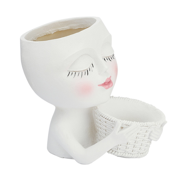 Skyltdocka blomkruka Resin Creative dubbel blomkruka Face blomkruka