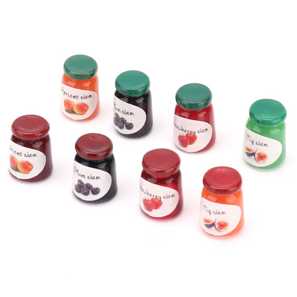 8 st Mini Jams 1:12 Simulering Miniatyr scenmodeller Dockhustillbehör för över 3 år gamla
