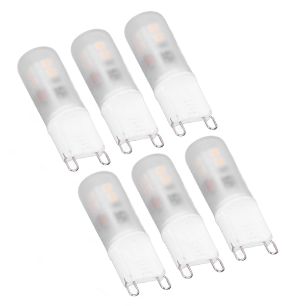6 stk G9 LED-pærer Keramiske 200LM G9 Sockelpærer for utskifting av vegglampe lysekrone 2W 20W Halogen-ekvivalent 220V Varmt lys