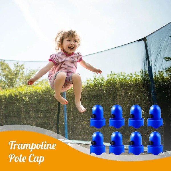1,5 tommer diameter trampolinkabinet stanghætte med skruetommelfinger, blå, 8 stk.