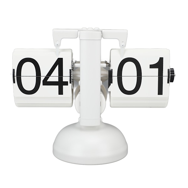 Flip Clock Large Number Batteridriven 304 rostfritt stål Bordsskiva Retro Flip Clock för hemmakontor 24 timmar Helvit