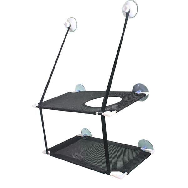 Cat Hammock Double Layer Hanging Installation Strong Suction Cup Soft Cat Window Perch Rest Seat Black
