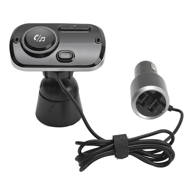 Bluetooth-sender med 2 USB-porte Sort Hurtig opladning Smart detektion Støjreduktion Håndfri funktion Universal bil