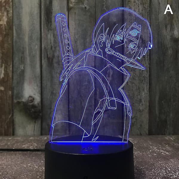 3D Nattlamper Naruto Team Uzumaki Naruto Sasuke Sakura Figur LED Nattlampe D