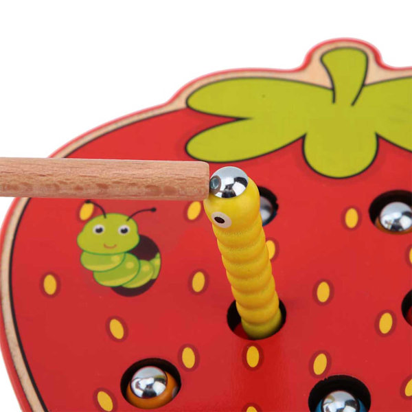Capture Worm Magnetisk träleksak Kid Educational Intelligence Development Leksaker Strawberry