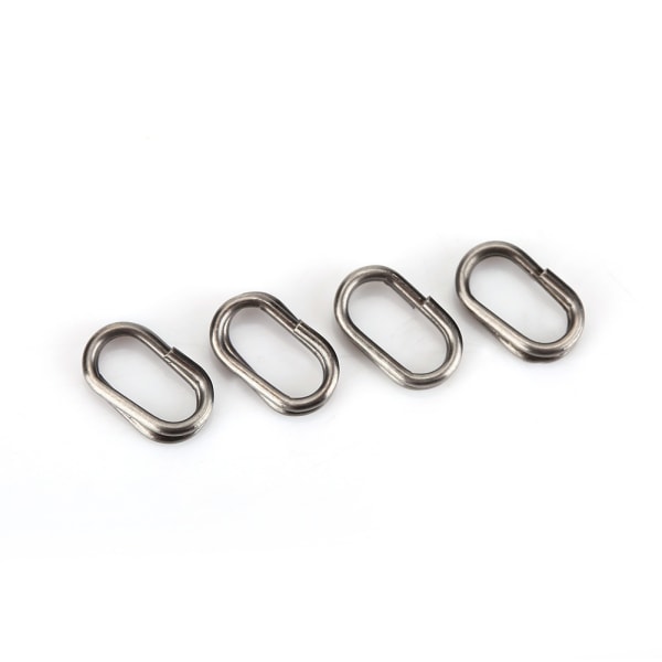 100 stk rustfritt stål ovale splittringer Svingbar Snap fiskeutstyr kobling (6x10mm)