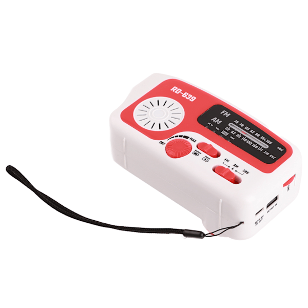 RD639 Solcelle Radio Nød Lader for Mobiltelefon Håndsveiv AM FM Radio med LED Lommelykt