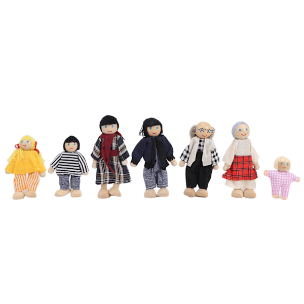 Familj Doll Figurer Pine Miniatyr Människor Leksak Set Ornament Pedagogiskt Dockhus Tillbehör#2