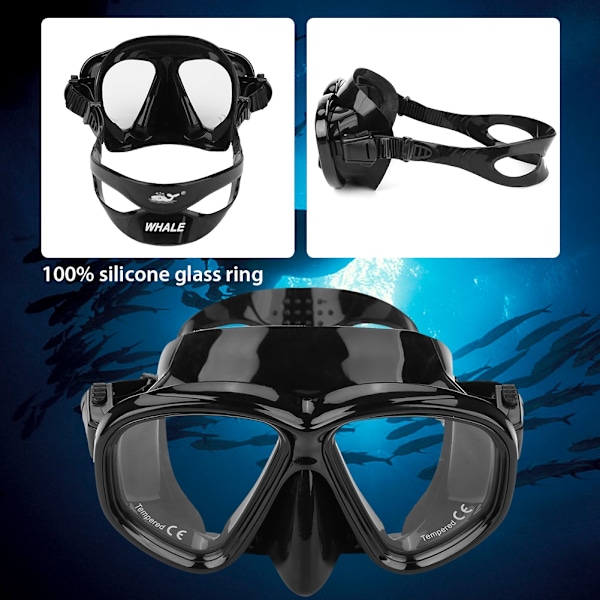 WHALE Dykmask i härdat glas Simglasögon för vuxna Scubautrustning