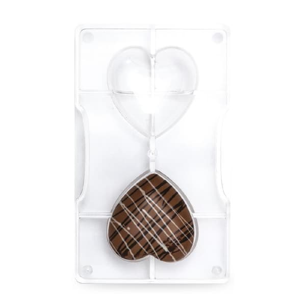 Medium Hjerte 2 stk Hjerter Pralinform Chokoladeform Polycarbonat - Decora Transparent transparent
