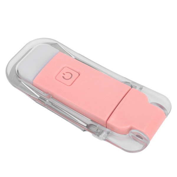 LED-bokmerkelys USB-oppladbar 3 lysstyrker Varmt hvitt lys Bærbar klips-leselampe for nattlesing Rosa