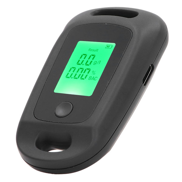 Alkoholimittari USB-lataus Kannettava korkea tarkkuus Alkoholimittari LCD-näytöllä Musta