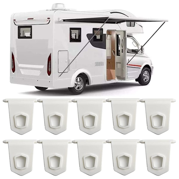 10 kpl Ulkoilma RV-katoskoukut RV-katoskoukut S-muotoinen koukkusetti Leirintäalueen asuntoautoteltan kisko-koukut Campervan-tarvikkeet