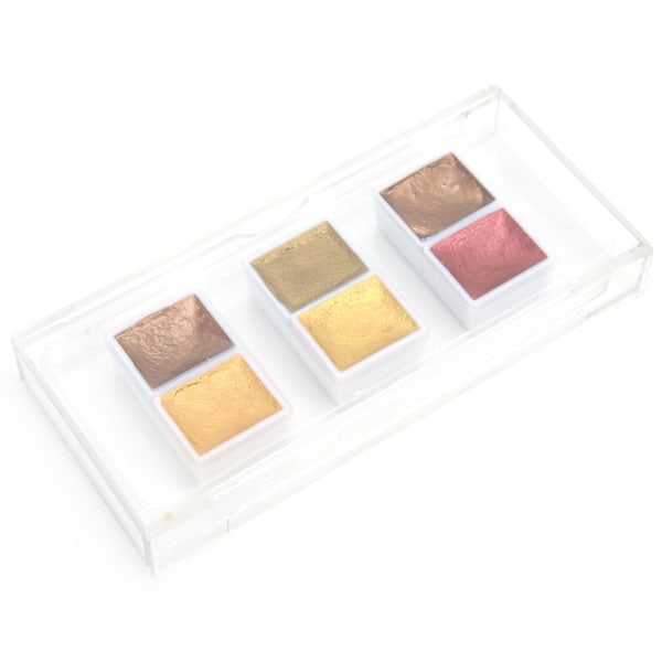 Akvarellfärger, klara färger, bra transparens, diffusion, skimrande pärlemorskimrande pigment för nybörjare