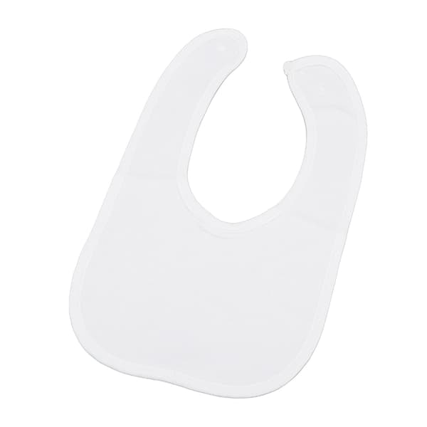 Baby Bib Cotton Pure White Double Layer Adjustable Soft Comfortable Machine Washable Bib with Button for Toddlers