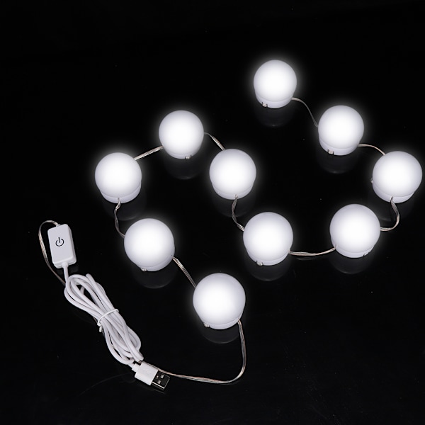 10 kpl/setti USB 3-väriset LED-valot meikkiä varten, kauneus pöytäpeili