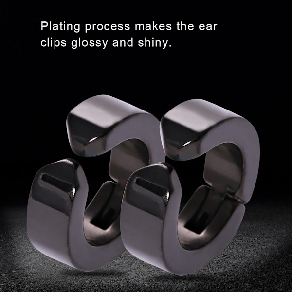 1 par elegante øreclips i rustfrit stål Øreringe Ear Cuff Smykker Gave (sort glat overflade)