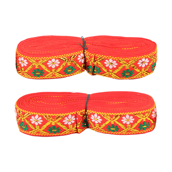 2 st Broderad Spets Lång 7 meter Bredd 2,5 cm Elegant Band för Hantverk Bröllopsdekoration Klänningstillverkning Presentförpackning Röd