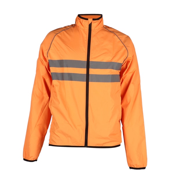 Cycling Jacket Polyester Breathable Windproof Waterproof Reflective Jacket Coat for Motorcycling Biking Orange XL