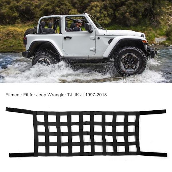 Biltaksförvaring nätverksskydd Passar till Jeep Wrangler TJ JK JL1997-2018 Svart