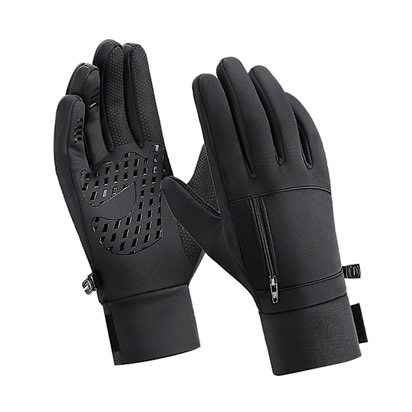 Varme hansker Polyester Vindtett Split Finger Touch Screen Vinterhansker for løping og vandring Svart