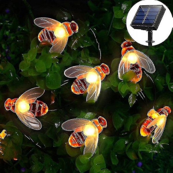 Solar String Lights, Led Bee Fairy Lights Vattentäta trädgårdslampor 3.2 meters 20 lights