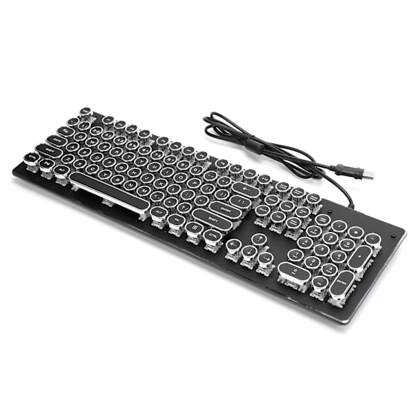 Retro Trådbunden Mekanisk Speltangentbord med 104 Tangenter Blandat Ljus Ergonomisk Design Svart