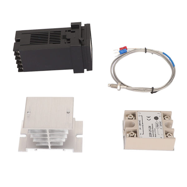 Digital PID Termostat Set Termoelement Kylfläns Relä Temperaturregulator Set med fäste för Farm Chicken House 25A