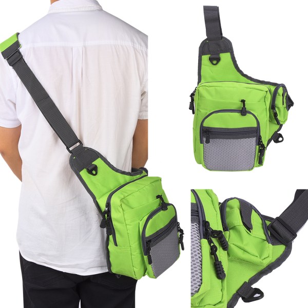 Polyester Multifunktionel Fiskegrej Crossbody-Taske Udendørs Sport Vandreture Rejse Axeltasker (Grøn)