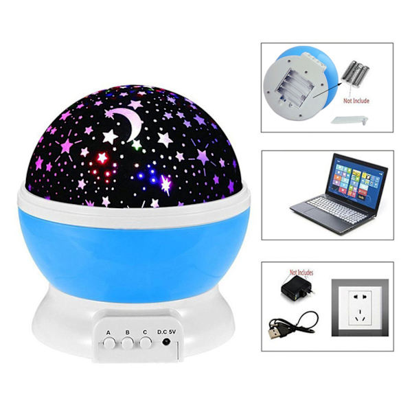 Stjerneprojektor Natlys Superlys Romantisk Natlampe Starlight LED Farverig Star Dream-projektor