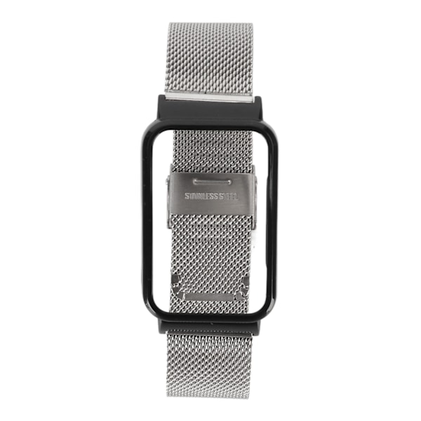 Mesh-rem i rustfritt stål med svart støtfangeretui som erstatningstilbehør Passer for Mi Band 7 Pro Sølv