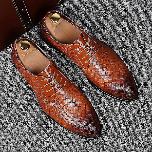 Herrskor Formella Geometriska Röda Läder Oxfords - Business, Fest, Bröllop - Gul