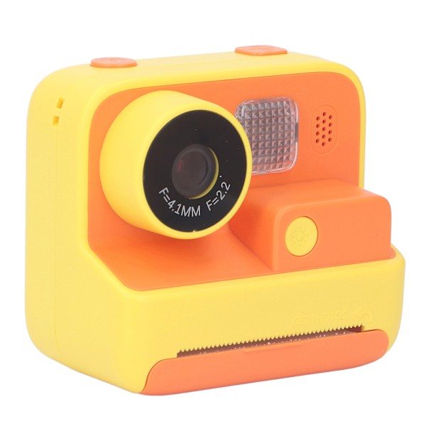 K27 Kids Instant Camera Fram Bak Dual Lens Selfie Video Paper Instant Print Camera med snodd Gul Utan minneskort