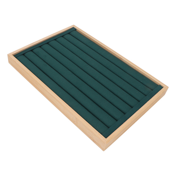 Rings Tray 7 Rows Stackable Protective Scratch-Proof Liner Box Insert Earrings Storage Display Case Green