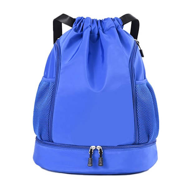 Ryggsäck med dragsko Sportsäcksäck Vattentät Oxford tygfack Fickor Dragkedja Gymväska för Träning Jewel Blue