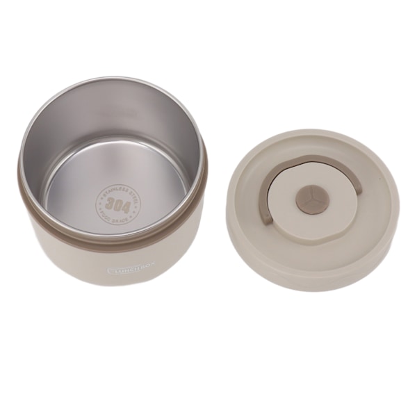 550 ml rustfrit stål isoleret Bento Lunchbox Stabelbar 2-etagers rund Bento Lunchbox Rustfrit stål Lækagesikker madbeholder Mikrobølgeovn-venlig, cremehvid