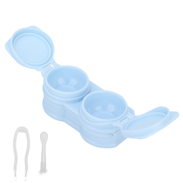 Kontaktlinssikotelo Kannettava Pölynkestävä Kontaktlinssien Säilytyssarja Pinseteillä Stick Remover ToolBlue